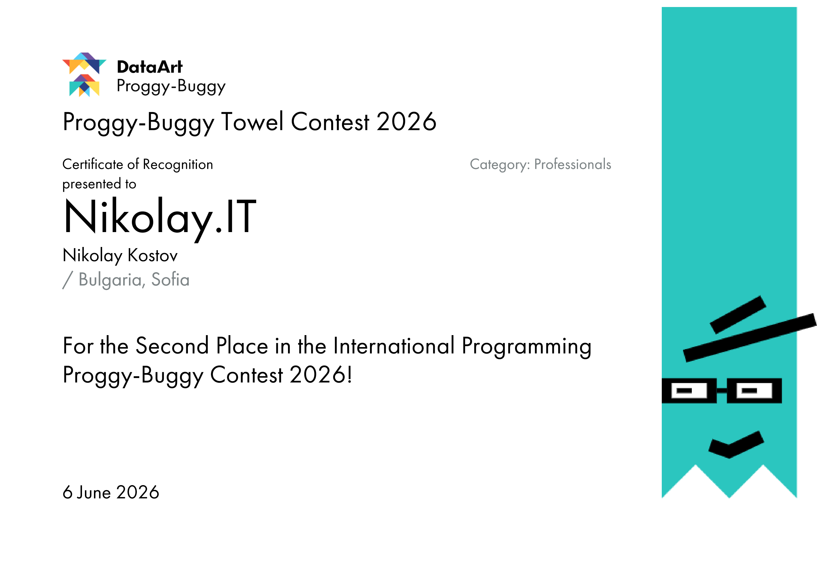 Award: Second Place at the DataArt Proggy-Buggy Contest 2026
